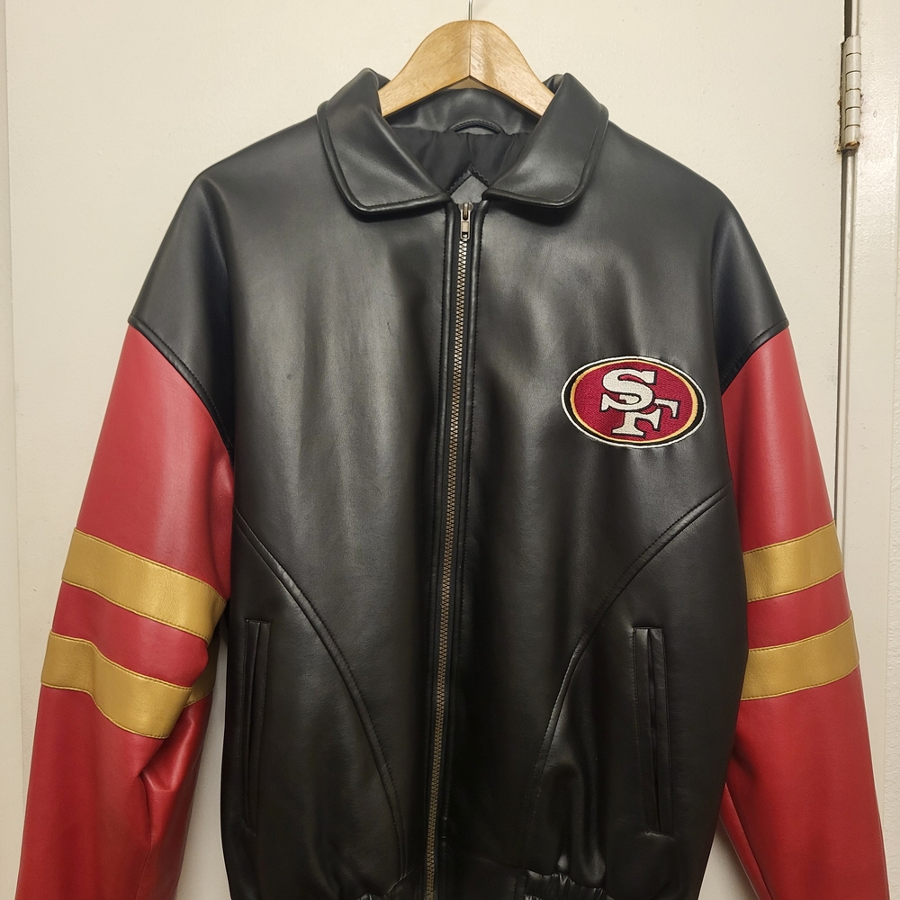 Men's Black and Red Leather Jacket